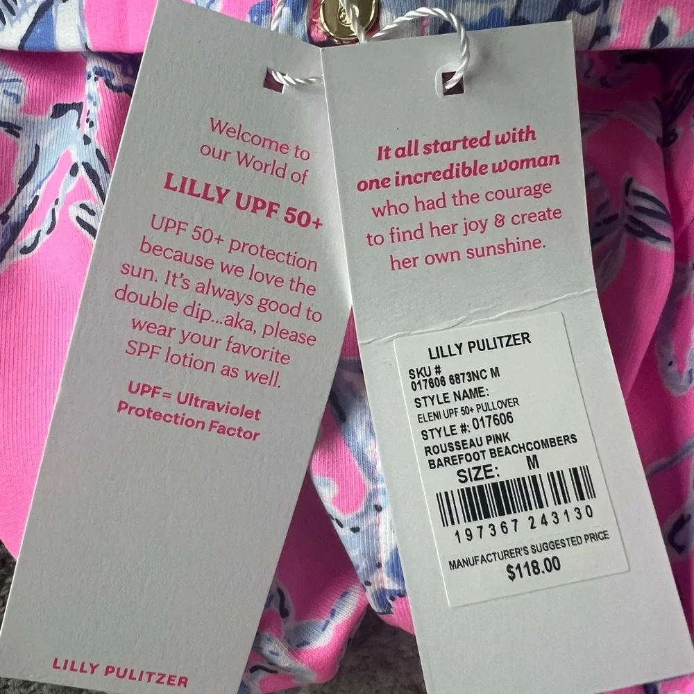 LILLY PULITZER  Eleni Pullover Top  BAREFOOT BEACHCOMBERS Size M   NWT - Picture 6 of 9